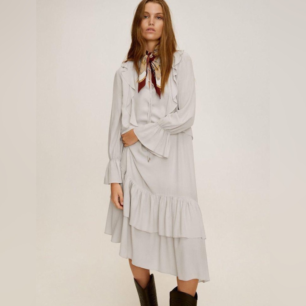 Mango Viscose Ruffle Dress